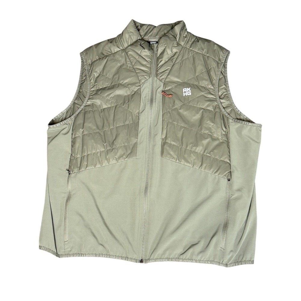 Alaskan Hardgear Mens Vest Quilted Puffer Padded Full Zip Khaki Green Size 2XL